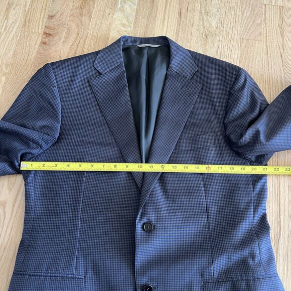 Canali 1934 Suit/Sport Coat Blue Grey Check 42R Dual Vents 2 Button 100% Wool - Picture 6 of 13